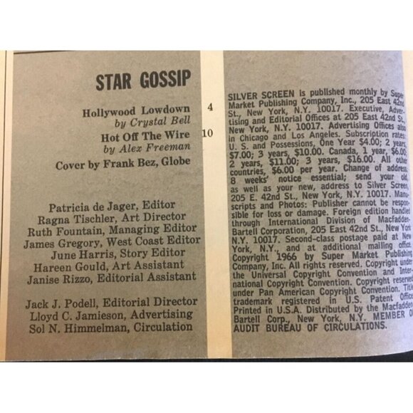 Silver Screen Magazine VINTAGE Dec. 1966 Vol. 36 No. 12 U.Andress Cary Grant - Picture 4 of 11